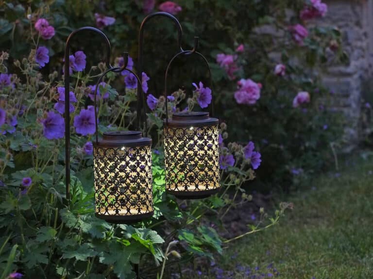 Solar powered stake lights with a moroccan theme
